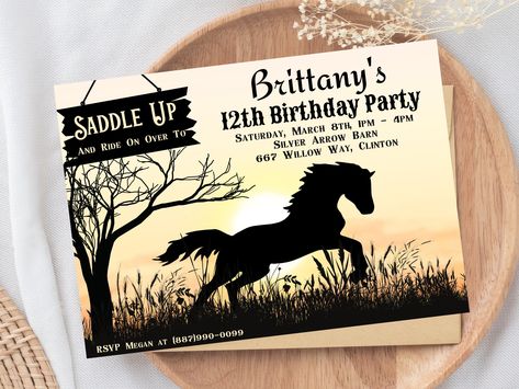 Horseback Riding Party, Horse Birthday Party Invitations, Cowgirl Birthday Invitations, Horse Birthday Party, Horse Themed Party, Horse Birthday Parties, Horses Theme, Horse Birthday, Cowgirl Birthday