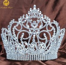 Fantastic 7" Full Round Tiara Crown Silver Headpiece Clear Crystal Rhinestone Wedding Brides Pageant Party Art Deco(China) Vacation Perfume, Crystal Bridal Headband, Crystal Crown Tiaras, Handmade Tiaras, Pageant Crowns, Tiara Headpieces, Crown Party, Silver Head Piece, Royal Crowns