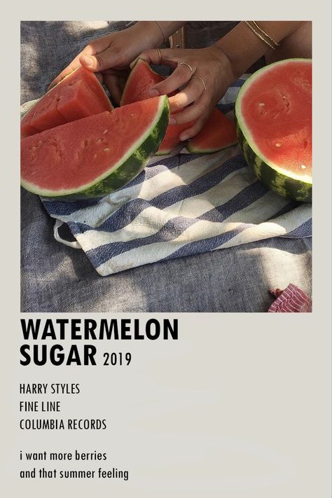 Harry Styles Song Poster, Watermelon Poster, Song Cards, Watermelon Wallpaper, Harry Styles Watermelon Sugar, Song Posters, Fine Line Harry Styles, Harry Styles Songs, Minimalist Music