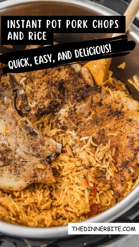 Looking for a unique and flavorful meal to impress your friends and family? Our Instant Pot Pork Chops and Rice recipe is the answer! The perfect balance of savory, sweet, and umami, this dish is the ultimate dinner bite. Get ready to be wowed by its delicious taste and ease of preparation. Instant Pot Pork Tenderloin And Rice, Bone In Pork Chop Recipe Instant Pot, Pork Chop Recipe Instant Pot, Instant Pot Pot In Pot Recipes, Instant Pot Pork And Rice, Instapot Pork Chops And Rice, Pork Chops In Instant Pot Bone In, Instapot Bone In Pork Chops, Instant Pot Pork Recipes Dinners