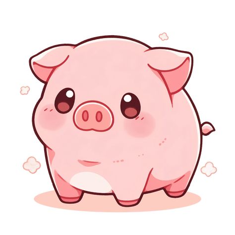 Cute Kawaii Pink Baby Pig Piglet sticker. Animal Kawaii Wallpaper, Cute Pink Animals Drawing, Pig Kawaii Drawing, Pink Animal Drawing, Cute Piglets Cartoon, Cute Puppies Cartoon, Cute Pigs Wallpaper, Cute Pig Drawing Cartoon, Chibi Drawings Animals