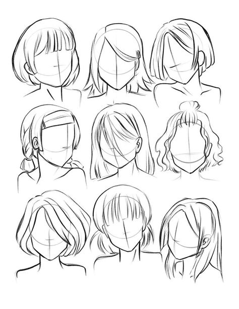 Anime Face How To Draw, Face Basics Drawing, Mullet Hairstyle Women Drawing, How To Draw The Back Of A Head With Hair, Anime Basic Drawing, Head Design, Basics Of Drawing, How To Draw Cartoon Hair Step By Step, How To Draw Yourself As Anime