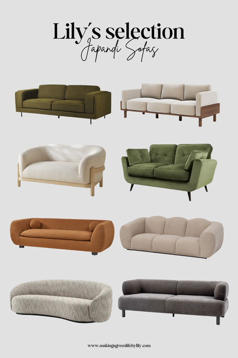 Lily's Japandi Sofas Selection Soft Sofa Design, Living Room Sofa Set Up, Scandinavian Couch Sofas, Japandi Sofa Design, Japanese Sofa Design, Japandi Sofa Living Room, Couches Living Room Sofas, Japandi Couch, Studying Materials