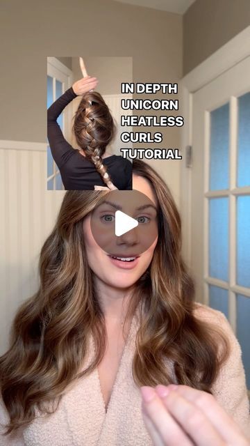 Unicorn Heatless Curls Results, How To Style Heatless Curls, Heatless Curls Criss Cross, How To Do The Unicorn Heatless Curls, Bandana Heatless Curls, Heatless Unicorn Curls, Unicorn Hair Curling Method, Heartless Curl Methods, Unicorn Method Heatless Curls