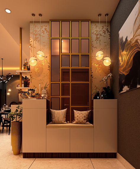 Partition Ideas, Lobby Interior Design, Hall Interior Design, Luxury Living Room Design, Wardrobe Door, Hall Interior, Lobby Interior, Living Room Partition, Living Room Partition Design