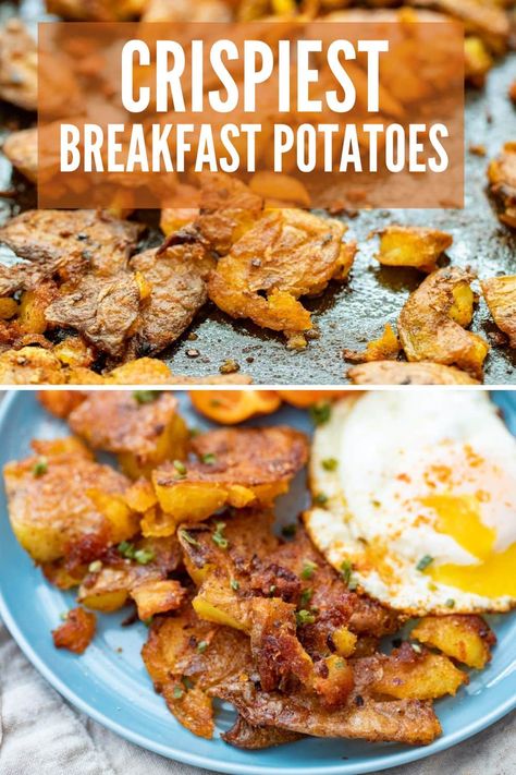 The easy trick for how to make crispy breakfast potatoes: Smash them! Once you try making breakfast potatoes this way, your breakfasts will be forever changed. #breakfast #potatoes Crispy Breakfast Potatoes, Sweet Potato Breakfast Hash, Making Breakfast, Seasoned Potatoes, Breakfast Hash, Sweet Potato Breakfast, Breakfast Potatoes, Smashed Potatoes, Crispy Potatoes