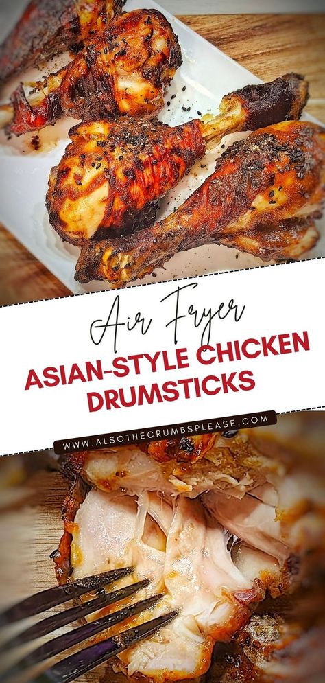 Tired of the same old chicken recipes? Spice it up with our Asian-Style Air Fryer Chicken Drumsticks! A delicious blend of mustard, honey, soy sauce, dried garlic, ginger, and sesame seeds. Crispy, juicy, full of flavor - a recipe made to impress! Chicken Drumsticks In Air Fryer, Drumsticks In Air Fryer, Air Fryer Chicken Drumsticks, Dried Garlic, Drumstick Recipes, Chicken Drumstick Recipes, Honey Soy, Cooking Game, Asian Chicken