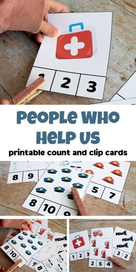 People That Help Us Preschool Activities, People Who Help Us Activities, People Who Help Us Eyfs Activities, People Who Help Us Eyfs, Community Helpers Math Activities, Community Helpers Counting, Number 1 To 10, Community Helpers Math, Community Helpers Kindergarten