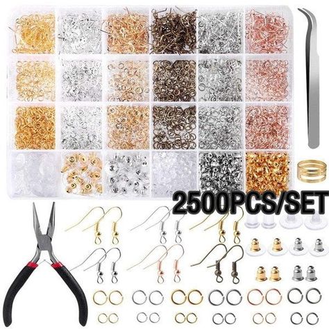 Arrives by Mon, Aug 1 Buy Everso 2500 Pieces Earring Hooks Earring Making Kit for Jewelry Making with Jump Rings Earring Backs Pliers Tweezers Jump Ring Opener at Walmart.com Earring Making Supplies, Resin Jewelry Molds, Earring Kit, Jewelry Making Kits, Jewelry Pliers, Jewellery Moulds, Jewelry Making Kit, Earring Making, Plastic Box Storage