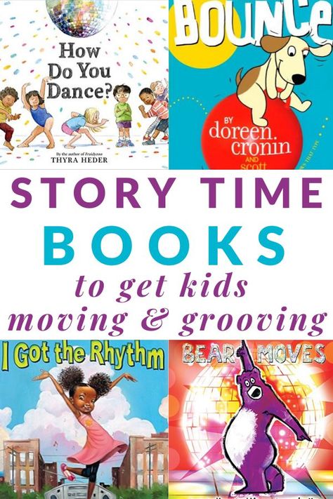 Story time books to get kids moving and grooving during the read aloud.  Participation required with these fun and playful picture books. #storytime #booksforkids #circletime #GrowingBookbyBook Story Time Ideas, Storytime Activities, Rti Interventions, Best Toddler Books, Kindergarten Library, Storytime Themes, Toddler Storytime, Movement Songs, Dance Books