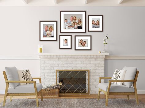 Family gallery wall above the fireplace in the living room. Portraits by N. Lalor Photography Studio in Greenwich Connecticut. Positive Energy Home, Family Photo Gallery, Family Photo Gallery Wall, Decorate Your Fireplace, Photo Gallery Wall, Fireplace Gallery, Above Fireplace, Small Gallery Wall, Family Gallery Wall