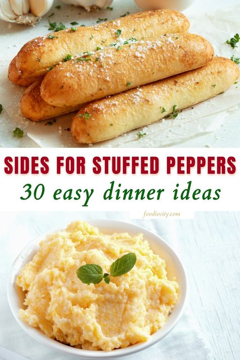 What To Have With Stuffed Peppers, Stuffed Pepper Sides Ideas, Sides To Go With Stuffed Bell Peppers, Stuffed Bell Peppers Meal Sides, Stuffed Bell Peppers Side Dish, Side Dishes For Stuffed Bell Peppers, Sides With Stuffed Peppers, Sides For Sausage And Peppers, Stuffed Pepper Sides