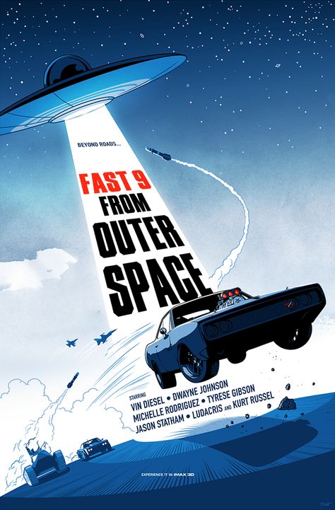 Illustration: Fictional movie poster for "Fast 9: From outer space" It Came From Outer Space, Planets Graphic Design, Space Graphic Design Poster, Space Design Graphic, Space Illustration Art, Space Movie Poster, Space Travel Illustration, Dice Illustration, Space Infographic