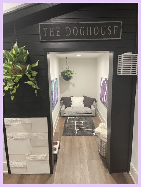 Foyer Dog Area, Large Dog Room Ideas, Closet For Dogs Ideas, Dog Areas In Bedroom, Big Dog Room Ideas, Doggie Closet Ideas, Dog Room Basement Ideas, Dog Room In Basement, Converting Closet To Dog Room