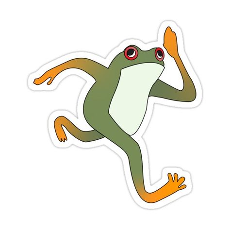 Running Frog, Running Illustration, Running Memes, Frog Illustration, Meme Stickers, A Frog, Funny Stickers, Art Ideas, Tattoo Ideas