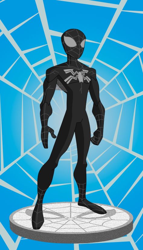 Spectacular Spider Man Black Suit, Spectacular Spiderman Black Suit, Symbiotes Spiderman, Black Suit Spiderman, Mcu Art, Symbiote Suit, Lethal Protector, Spider Man Animated Series, Spiderman Classic