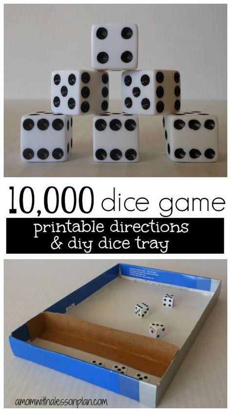 10,000 dice game -- awesome game for the entire family!  #game #dicegame Diy Dice Tray, Dice Game Rules, Yard Dice, Diy Dice, Family Card Games, Maths Games, Fun Card Games, Game Rules, Family Fun Games