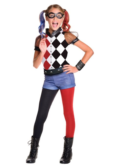 Girls Harley Quinn Costume, Harley Quinn Kostüm, Harley Quinn Disfraz, Harley Costume, Harley Quinn Halloween Costume, Kostum Halloween, Harley Quinn Halloween, Harley Quinn Costume, Wonder Woman Costume