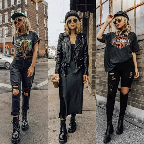 Vestiti Edgy, Mode Rock, Look Grunge, Mode Grunge, Hipster Grunge, Outfits Classy, Rock Outfit, Black Outfits, Hipster Outfits