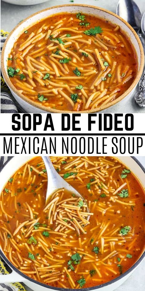 Fideo Soup With Potatoes, Fideo Soup Mexican, Sopa Fideo, Fideo Recipe Mexican, Fideo Loco Recipe, Mexican Fideo, Fideo Soup Recipe, Dinner Ideas Pasta, Fideo Soup