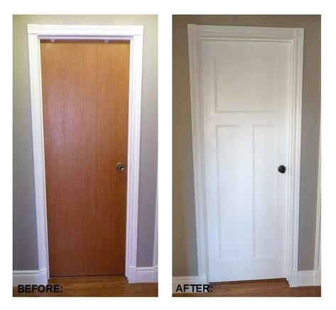 Update Interior Doors, Replacing Interior Doors, Interior Door Makeover, Replacing Front Door, Diy Interior Doors, Door Frame Molding, Slab Doors, Flat Panel Doors, Contemporary Interior Doors