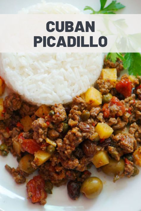 Cuban Picadillo Recipe | Piccadillo is classic Cuban comfort food, made from ground meat mixed with a flavorful combination of olives, capers, and raisins.	  #caribbean #caribbeanrecipes #seriouseats #recipes Cuban Picadillo Recipe, Cuban Picadillo, Picadillo Recipe, Cuban Dishes, Cuban Cuisine, Spanish Dishes, Cuban Recipes, Latin Food, Caribbean Recipes