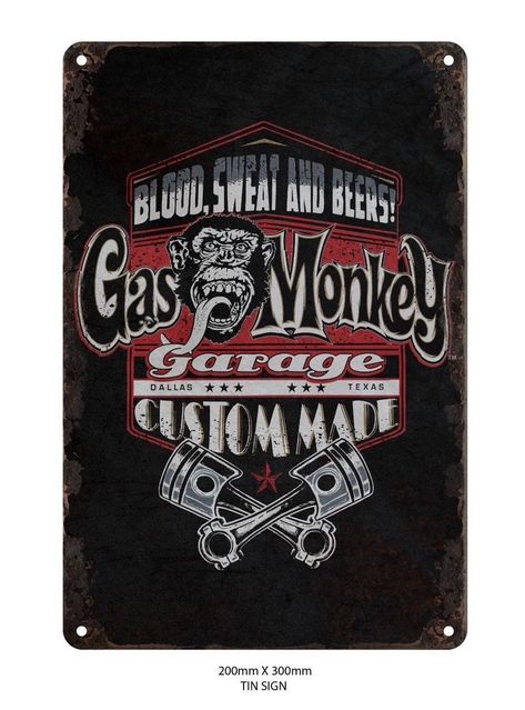 Official GAS MONKEY GARAGE RETRO METAL TIN SIGN 30x20cm Brand New Brand new  Size 30x20cm Monkey Garage, Gas Monkey Garage, Gas Monkey, Metal Tin, Tin Signs, Hanging Signs, Garage, Tin, Pet Supplies