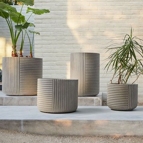 Cecilia Ficonstone Indoor/Outdoor Planters Oversized Planters, Modern Planters Outdoor, Large Outdoor Planters, Garden Walls, Patio Pots, Steel Planters, Indoor Outdoor Planter, Planter Design, Concrete Pots