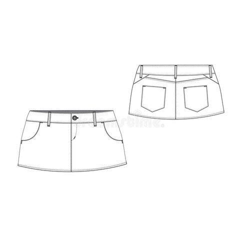 Mini Skirt stock illustration Mini Skirt Design Sketch, Mini Skirt Template, How To Draw Mini Skirt, Mini Skirt Flat Sketch, Jean Skirt Drawing, Mini Skirt Drawing Reference, Denim Skirt Technical Drawing, Mini Skirt Technical Drawing, Mini Skirt Sketch