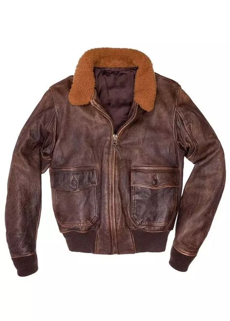 Aviator Navy G-1 Flight Real Leather Distressed Brown Bomber Jacket For Men's Jacket Drawing, Leather Flight Jacket, Sheepskin Jacket, Real Leather Jacket, Flight Jacket, Navy Leather, Bomber Jackets, Fur Fashion, Vintage Coat