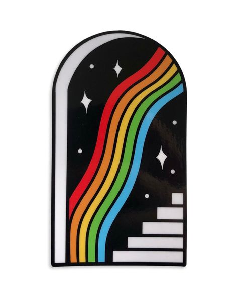 Our tattoo inspired Rainbow Portal Sticker features premium outdoor grade vinyl. Stickers are dishwasher safe (top rack air dry) and weatherproof -- great for outdoor use! Original Tinta design. Sweatshop-free. Dimensions 2.3" x 4" The perfect size to fit on the back of most phones! Personalized Stickers, Nursery Design, Vinyl Stickers, Custom Stickers, Portal, Dishwasher Safe, Rainbow, Vinyl, Design