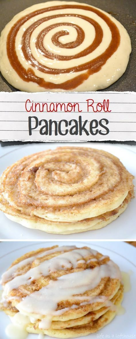 Cinnamon Roll Pancakes, Pancake Recipes, Kids Meal, Cooked Food, What's For Breakfast, Christmas Brunch, Awesome Food, Hash Browns, Bread And Pastries