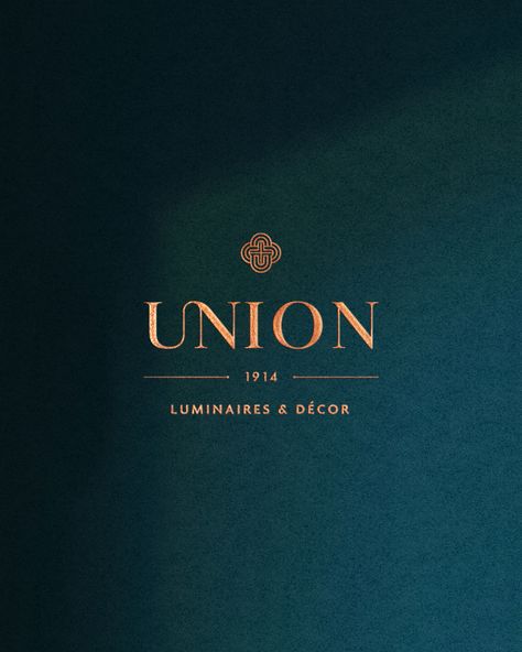 Re-branding project for Union Luminaires  Décor — a Montreal based home hardware  decor company founded in 1914. 💡#thisisKROMAD | #KROMAD | #Branding | #Brandinspo | #Logodesign | #Logoinspiration | #Graphic design | #Identitydesign | #Logobranding | #Brandingdesign | #BrandingInspiration | #Patterndesign Event Decor Logo Design, Royal Logo Design Ideas, Royal Branding Design, Logo Symbols Inspiration, Classic Brand Identity, Classy Logo Ideas, High End Logo Design Luxury, Classy Branding Design, Event Company Logo Design Ideas