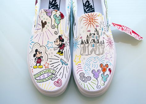 Dooney and Bourke Sketch Disney inspired Sneakers Disney Painted Shoes, Sketch Disney, Vans Shoes Fashion, Disney Sneakers, Custom Vans Shoes, Painted Shoes Diy, Cute Vans, Disney Themed Outfits, Cute Disney Outfits