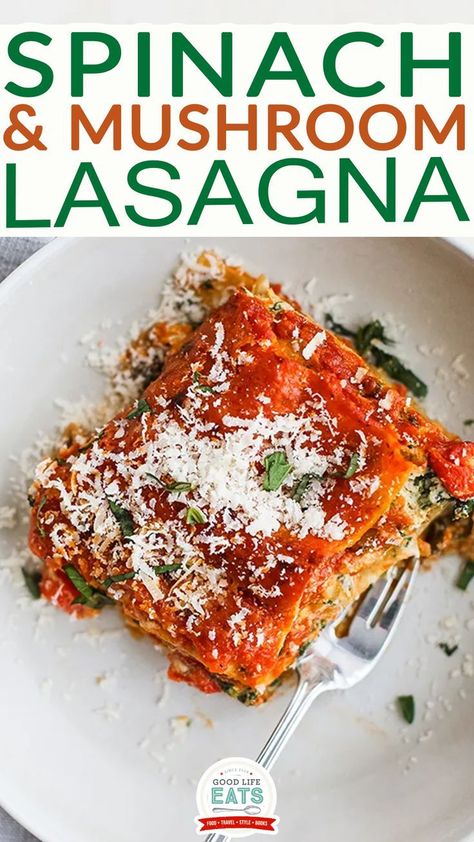 Mushroom Lasagne Recipes, Vegan Mushroom Lasagna, Veggie Lasagna Recipe Easy, Spinach Lasagna Recipe Easy, Spinach Mushroom Lasagna Recipe, Easy Veggie Lasagna, Mushroom Spinach Lasagna, Lasagna Veggie, Lasagna With Mushrooms