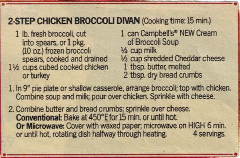 Campbells Soup Recipes Chicken, Broccoli Divan, Cambells Recipes, Chicken Broccoli Divan, Chicken Divan Casserole, Chicken Divan Recipe, Campbells Soup Recipes, Campbells Recipes, Chicken Divan