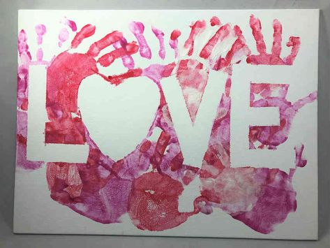 Valentines Day Crafts For Babies, Valentine Handprint, Crafts For Babies, Holiday Paintings, Vday Crafts, Daycare Art, Preschool Valentine Crafts, Toddler Valentine Crafts, Toddler Projects