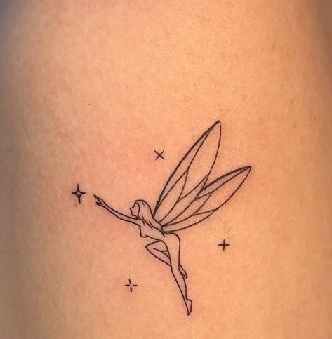 Sugarplum Fairy Tattoo, Fine Line Fairy Tattoo Small, Fairy Behind Ear Tattoo, Catapillar Tattoos Small, Fine Line Simple Tattoo, Small Fairy Tattoos Simple, Frog Fairy Tattoo, Fairy Tattoo Simple, Fairy Tattoo Small