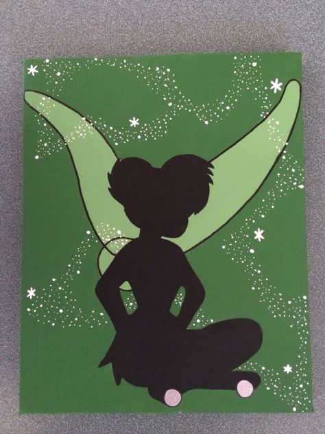 Walt Disney Painting, Disney Scenes To Paint, Fairy Painting Ideas On Canvas, Tinkerbell Canvas Painting, Acrylic Disney Paintings, Disney Character Paintings On Canvas, Tinker Bell Painting, Disney Art Painting Easy, Disney Canvas Art Ideas