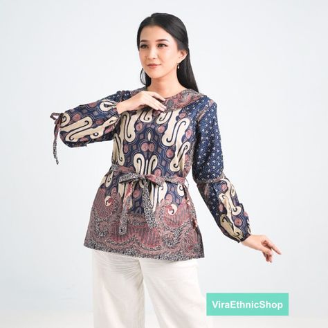 "Product specifications Shirt type: BLOUSE Material: Cotton Motif: Combination Parang Batik Please leave your PHONE NUMBER in the \"note to seller\" at checkout for SHIPPING PURPOSE" Batik Blouse, Motif Batik, Blouse Batik, Batik Dress, Women Blouse, Blouse For Women, Women Formals, Blouse Material, Blouse Dress