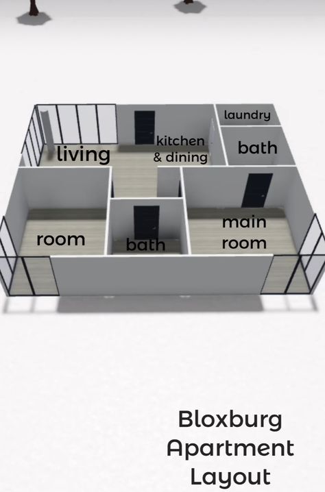 Bloxburg Two Bedroom House Layout, Roblox Roville Bedroom Ideas, Bloxburg Tiny Apartment Layout, Blocksburg Apartment Ideas, Bloxburg House Layouts 2 Story Loft, Bloxburg House Layouts Basement, Tiny House In Bloxburg, Upstairs Layout Bloxburg, Bloxburg House Layouts Apartment