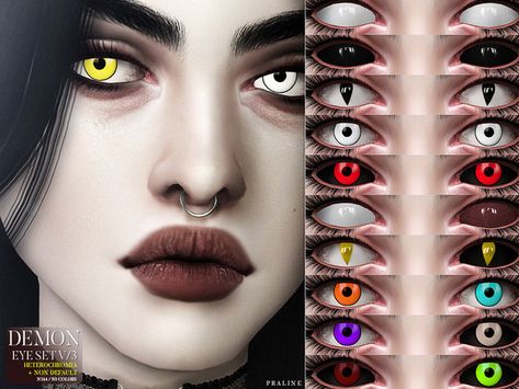 Sims 4 Praline Sims ND Demon Eyes V/3 (+Heterochromia) N144 Vampire Eyes, Mods Sims 4, Sims 4 Cc Eyes, Scary Eyes, Eye Texture, Different Colored Eyes, Makeup Cc, Demon Eyes, The Sims 4 Packs