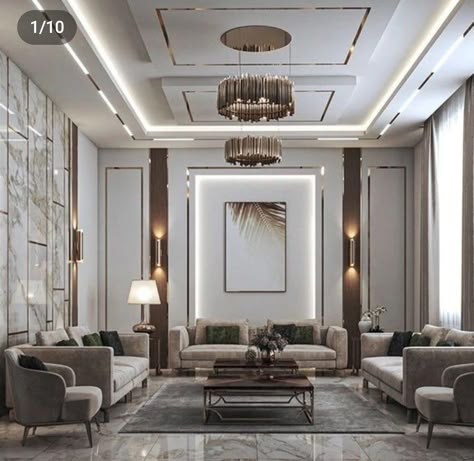 Classic Ceiling Design, Penthouse Interior Design, Penthouse Interior, Luxury Ceiling Design, Sitting Room Design, Luxury Living Room Decor, Latest Living Room Designs, Living Room Partition Design, Living Room Design Decor