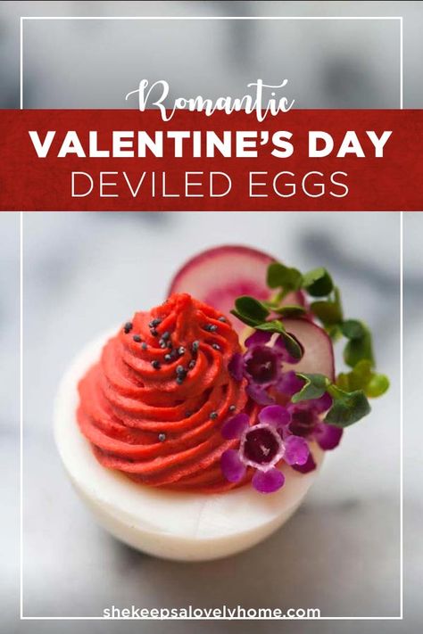 Want to create the prettiest Valentine's Day deviled eggs? All you need is some mustard, mayo, creamy horseradish and a little drop of dye or all-natural beet juice color. #deviledeggs, #valentinesday via @shekeepsalovelyhome Colored Deviled Eggs Recipe, Colored Deviled Eggs, Valentijnsdag Diy, Halloween Deviled Eggs, Creamy Horseradish, Easter Deviled Eggs, Devilled Eggs, Easter Appetizers, Bacon Deviled Eggs