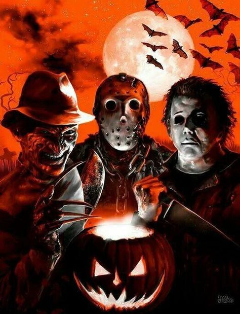 Freddy, Jason and Micheal halloween horror halloween pictures halloween images halloween ideas jason voorhees freddy kruger micheal myers Horror Vintage, Image Halloween, Halloween Characters, Horror Movie Icons, Horror Artwork, Film Horror, Horror Posters, Wallpaper Halloween, Horror Movie Art