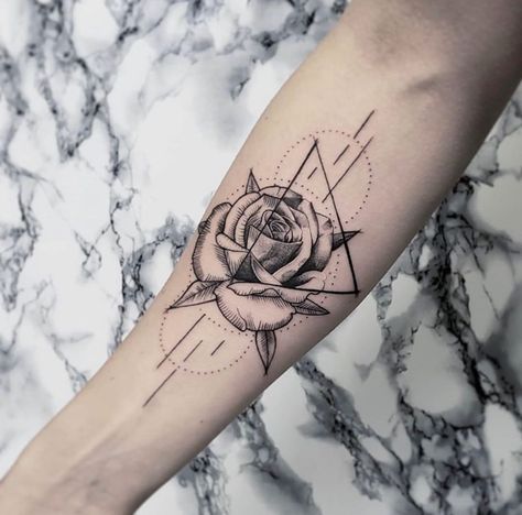 Geometric Rose Tattoo Men, Rose Tattoo Men, Geometric Rose Tattoo, Rose Tattoos For Men, Geometric Rose, Small Tattoos For Guys, Fine Line Tattoos, Line Tattoos, Rose Tattoos