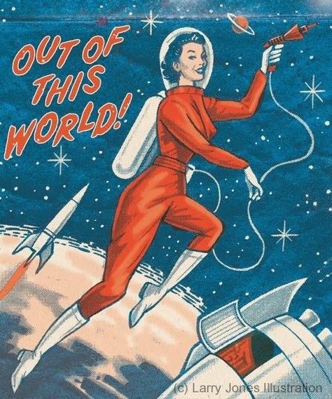 vintage astronaut | from Atomic Samba on Facebook | Space Girl ... Space Suit, Out Of This World, In Space, This World, A Man, Red