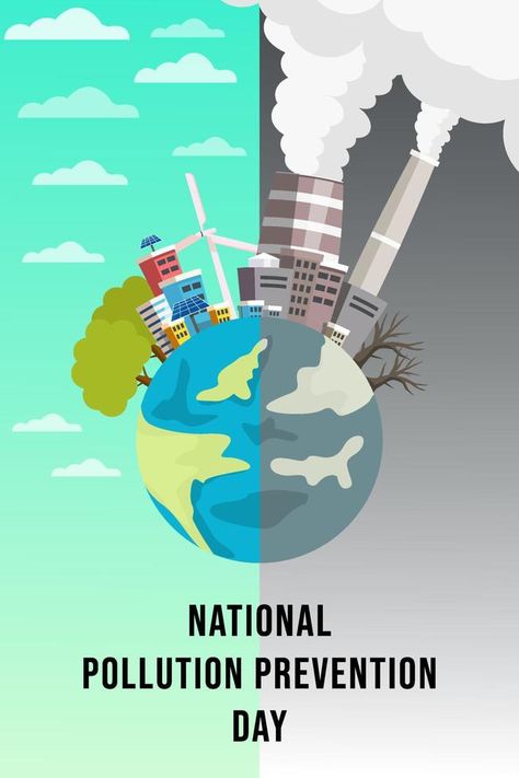 National Pollution Prevention Day banner poster with clean environment and polluted environment Poster About Pollution, Poster Polusi Udara, Environmental Pollution Poster, Poster On Pollution, Environmental Protection Poster, Land Pollution, Pollution Poster, Air Pollution Poster, Buang Sampah