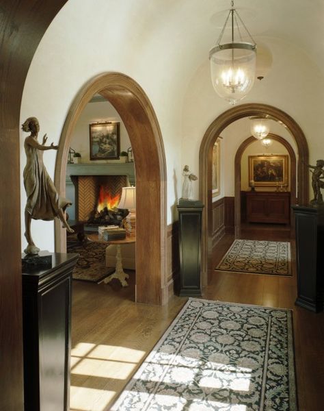 Arched doorways....I LOVE arched doorways...I have them in my house, but they aren't lined with WOOD like these.... Round Doorway, Archways In Homes, Arched Doorway, Arch Doorway, Arch House, Wood Arch, Arch Interior, Hall Interior, Arched Doors