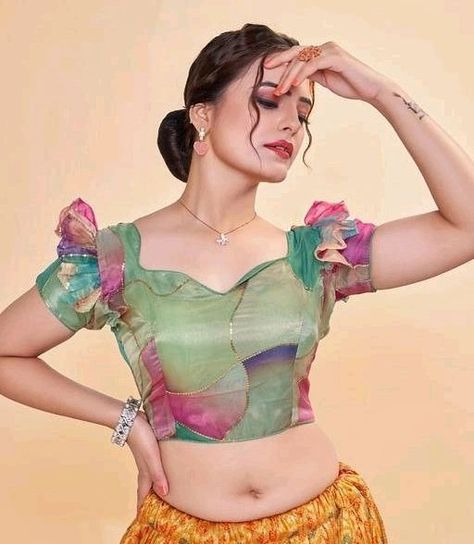 Organza Blouse Design, Organza Blouse Designs, Ruffle Blouse Designs, Plain Blouse Designs, Netted Blouse Designs, Blouse Designs High Neck, Latest Blouse Designs Pattern, Latest Model Blouse Designs, New Saree Blouse Designs